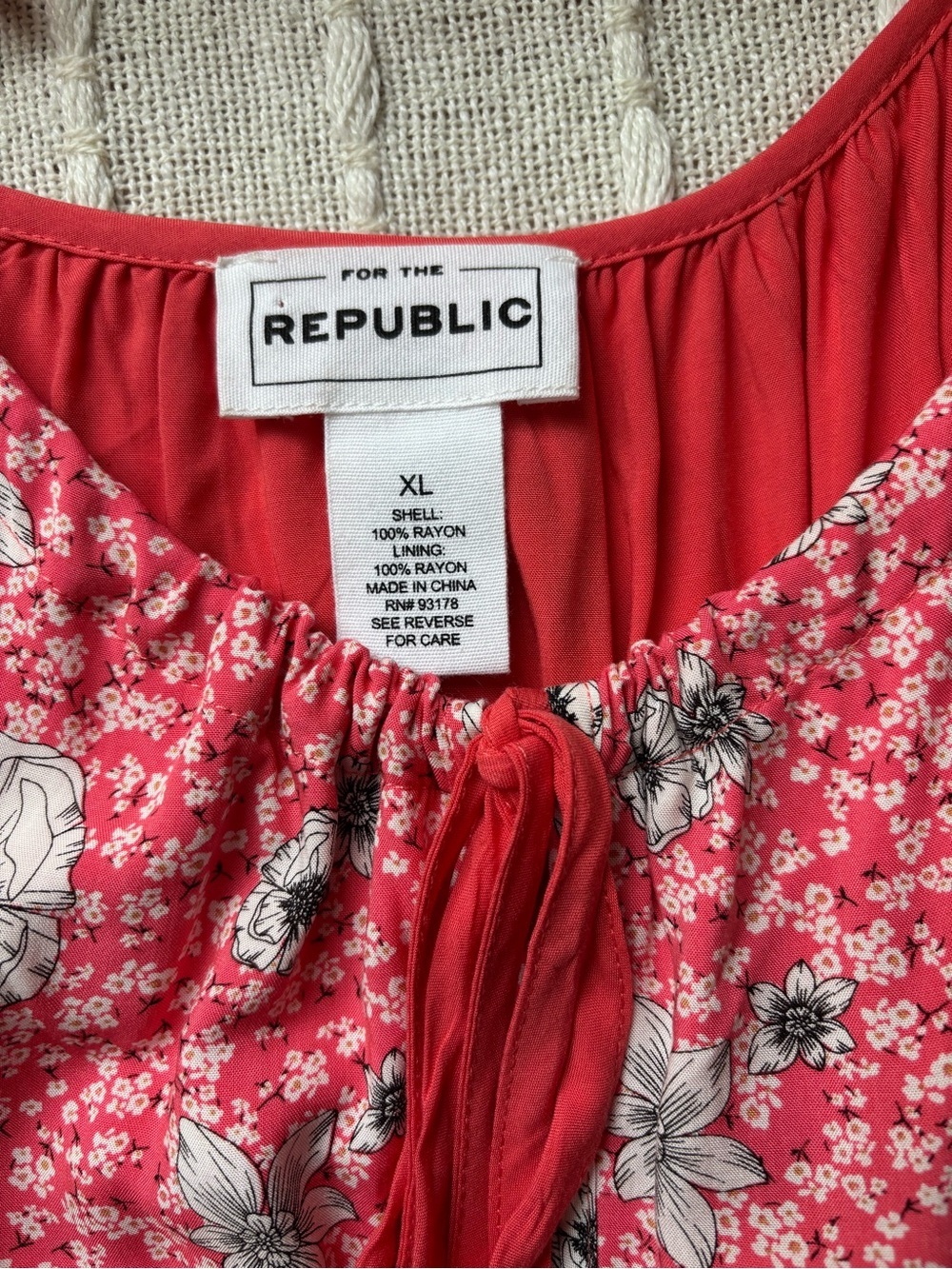 For The Republic Floral Flowy Maxi Dress XL Pink Coral Rayon Lined Feminine Boho - Picture 3 of 14